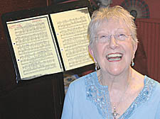 Joanne Creed, 82, prepares to go back on stage. Below, as she was in 1950  