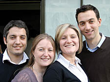 Restaurant manager Roberto Bumbalo, sissters Victoria and Charlotte Bradburn with Adam Caird