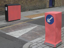 Painted street furniture in Savernake Road 