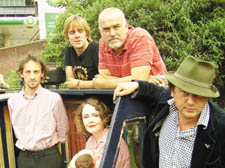 Pictured left to right: boat owners Jake Elster Jones, Patrick Dunham, Jonathon Rose, Daniel S Langton, and Helen Rose with baby Manon