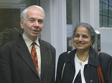 Cllr Brian Woodrow with his wife Shaku outside the hearing 