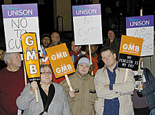 Protesters outside the Town Hall