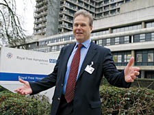 Dr James Dooley outside the Royal Free Hospital