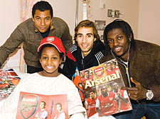 Gilberto. Matthieu Flamini, and Emmanuel Adebayor with Fatima Hasan 