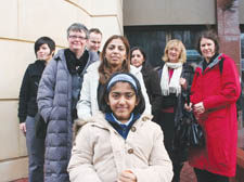 Zarine Rentia with mother Tasnim, and supporters Selina Barry, Celia Wheedon, Gerry Robinson, Tim Buley, Jagjeet Bhangra and Hilary Plews