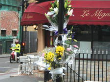 Flowers left at the accident scene