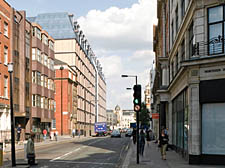 An artist-generated view of how the 'Noho Square' building, left, might look from street level