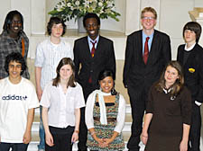 Newly elected ministers, from back, left to right, Acai Duang-Arop, Lorenzo Brewer, Lazeez Raimi, Axel Landin, Noah Popper, front, left to right, Ziyad Ibrahim, Sophie Newgas, Rubina Begum, Sofia Karasinski