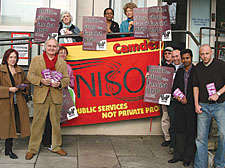 Protesters outside the offices of the Ham and High yesterday (Wednesday)