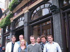 Regulars Marcus Walsh, Mari Byrne, Mark Stainforth, Adrian Wyatt, James Treelman and Simon Anderson with The Railway's manager, Kris Lindale