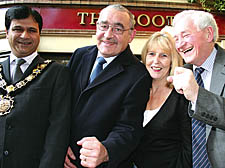 Mayor Nurul Islam with chauffeur Eric Lang and The Boot landlords Mary and Packie Hughes