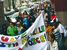 Edith Neville parents and pupils protesting council plans in June