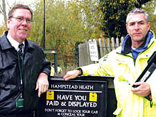 Cllr Chris Knight and Roberto Molinari during the East Heath Road illegal waste crackdown