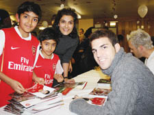 Karan and Rohan Kapur with their mother Dr Natasha Kapur and Cesc Fabregas