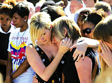 Ben’s sister Brooke and mum Deborah on a march in memory of the teenager in July last year