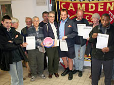 Postal workers at the support group meeting in Somers Town