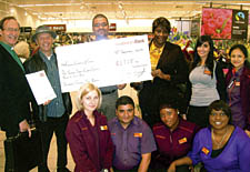 Back row from left: CLCC trust secretary Reverend Roger Scopes, centre co-ordinator Bruce Howard Bayley, Sainsbury’s manager Andy Long, counsellor Susan Banya-Legg and Sainsbury’s employees Bhavini Vaghela and Maiya Maharajan. Front row: Sainsbury’s emplo