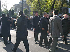 Dainton's funeral, morners on way to church