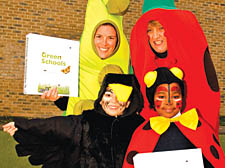 from left, teacher Janice O'Neill, teaching assistant Angie Henderson, Mehmet Ozkes, 9, and Diavion Brown, 8. 