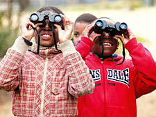 The Bridge School’s Mya Femi-Ola, 9, and Israel Mutumbo, 7