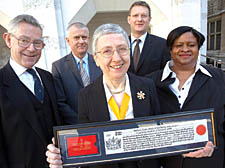 from left, Richard Regan, Professor Malcolm Gillies, Mayor Barbara Smith, Councillor James Kempton and Ann Palmer at last Wednesday’s ceremony