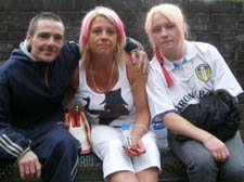 Hayley Powell (centre) with Eddie Clark and Ms Powell's daughter, 18-year old Lou