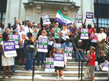 Strikers on the picket line at Islington town hall