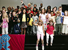 Mayor of Islington Stefan Kasprzyk, Cllr Ruth Polling and Mark Richardson (back row, from left) joined children at Finsbury Library for the awards ceremony