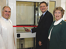 Cllr James Kempton, centre, with St Mary’s vicar Canon Dr Graham Kings and Grace Sheppard, widow of Bishop David Sheppard