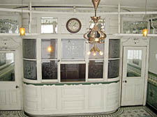 The interior of the former butcher’s on Hornsey Road retains features including Art Nouveau tiles and a Victorian mosaic floor