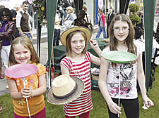 All in a spin: Sydney Bloor-Hughes, 6, Megan Kellegher, 9, and Jodie Kellegher, 10