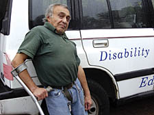 Danny Simani with his car after it was eventually unclamped 