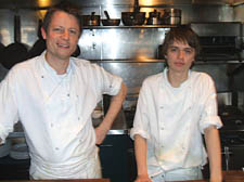 Oliver Rowe and Luke Matthews fronting the open kitchen at Konstam at the Prince Albert