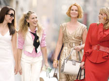 Charlotte, Carrie, Miranda and Samantha flash their designer labels in the Sex and the City movie