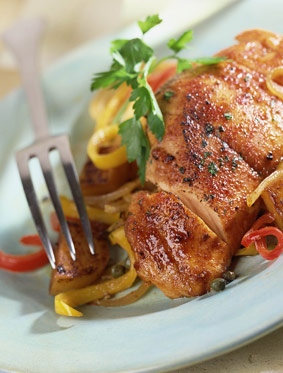 Roasted chicken with a papaya glaze