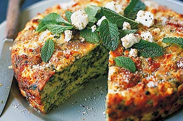 Pea and mint frittata