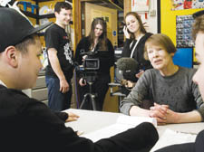 MP Glenda Jackson fields questions from pupils at the Royal Free’s school.