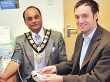 Mayor of Camden Omar Faruque Ansari being tested at Greenlight Pharmacy in Drummond Street