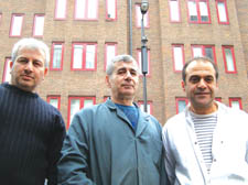 Michael Al Alam of Zen Stores, right, with fellow traders Dinos Theocharis and Michael Audisho, overlooked by the CCTV camera