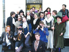 The fancy-dress squatters outside court after being told they must leave 