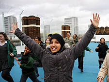 Children on the roof of St Stephen’s Primary School