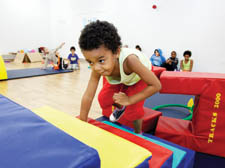 Test pad: Children try out the attractions  in the new centre