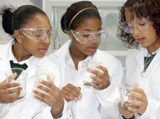 Nicole Fox, 16, Adewalie Akinwele, 15, and Ella Frosdick-Brown, aged 15