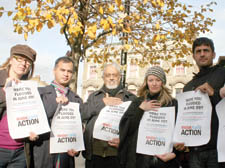 Maida Flood Action group members, from left, Julia Neal, London Assembly Member Murad Qureshi, Subhash Rao, Sam Harrison and Farid Barez